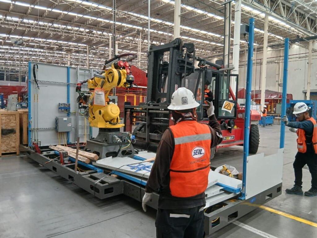Instalación de maquinaria industrial y nivelación milimétrica por personal certificado.